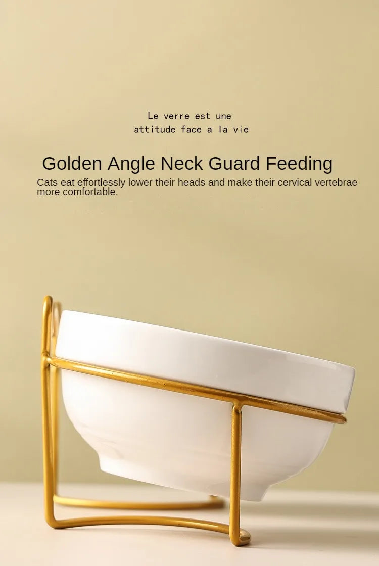 Ceramic Cat Bowl Cat Food Bowl Dog Bowl Drinking Water Bowl Food Bowl Cervical  Protection Pet Supplies Ceramic Double  Cat Bowl