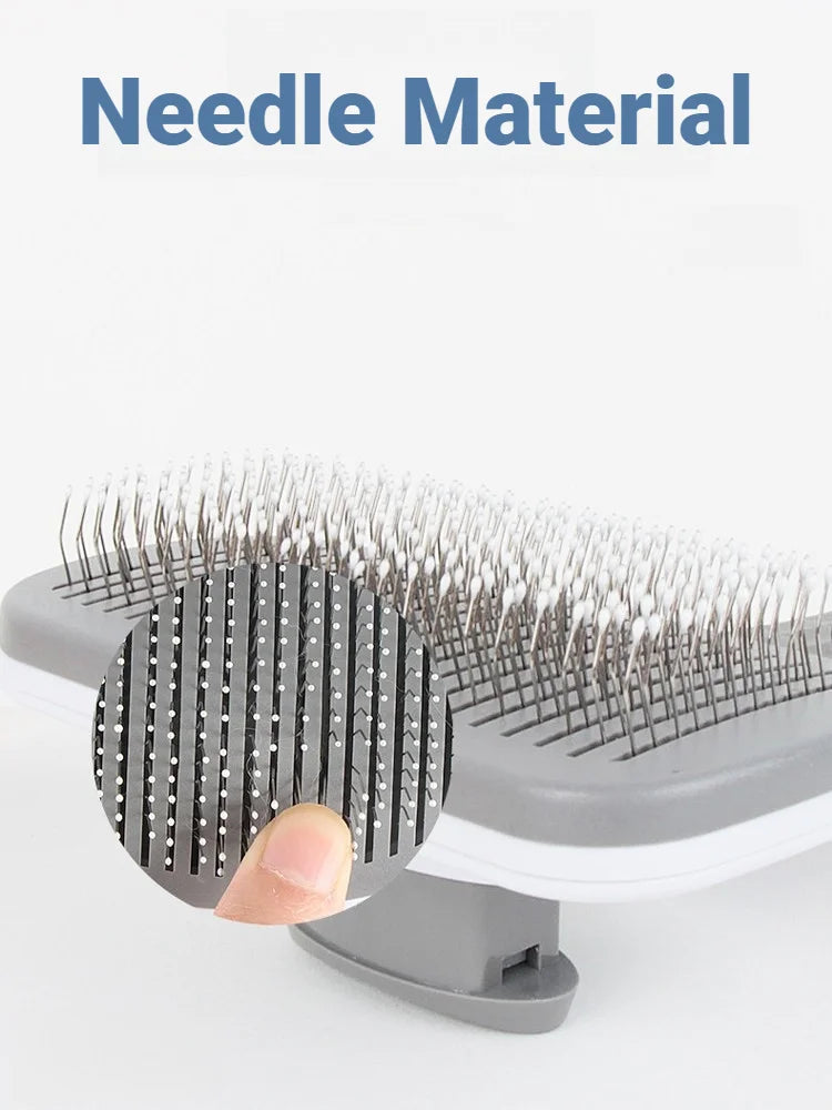 Self-Cleaning Slicker Brush for Dogs & Cats – Gray