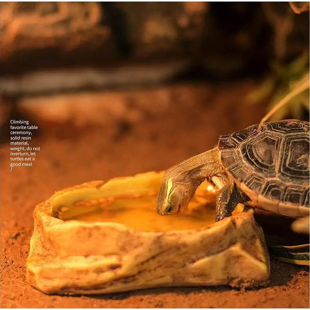 Rock-Style Resin Food & Water Bowl for Reptiles