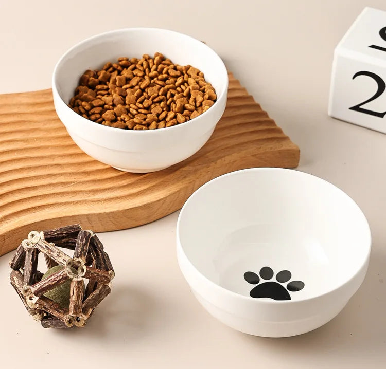 Ceramic Cat Bowl Cat Food Bowl Dog Bowl Drinking Water Bowl Food Bowl Cervical  Protection Pet Supplies Ceramic Double  Cat Bowl