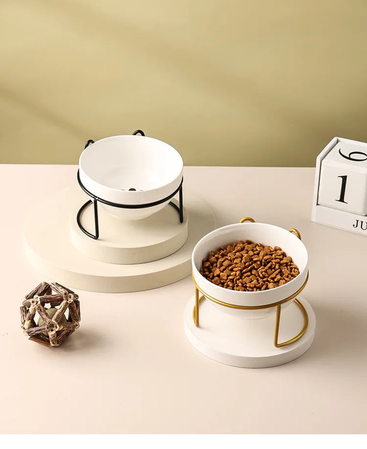 Ceramic Cat Bowl Cat Food Bowl Dog Bowl Drinking Water Bowl Food Bowl Cervical  Protection Pet Supplies Ceramic Double  Cat Bowl