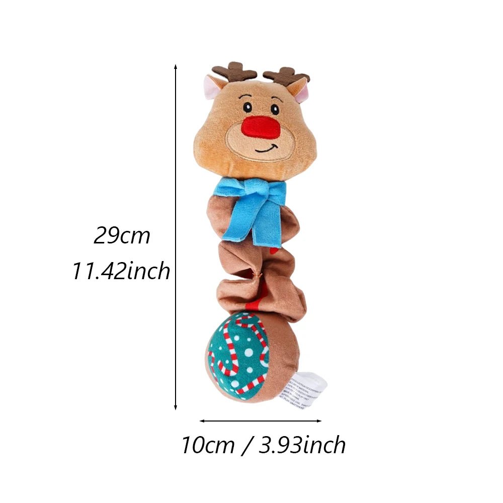 Christmas Plush Squeaky Dog Toy – Santa, Elf, Elk & Snowman