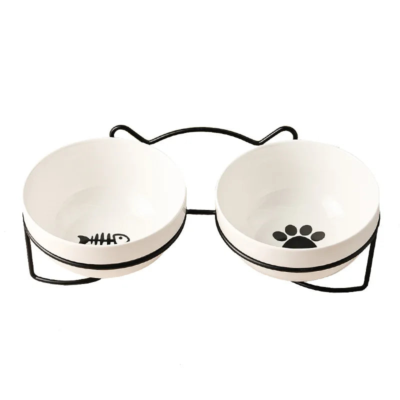 Ceramic Cat Bowl Cat Food Bowl Dog Bowl Drinking Water Bowl Food Bowl Cervical  Protection Pet Supplies Ceramic Double  Cat Bowl