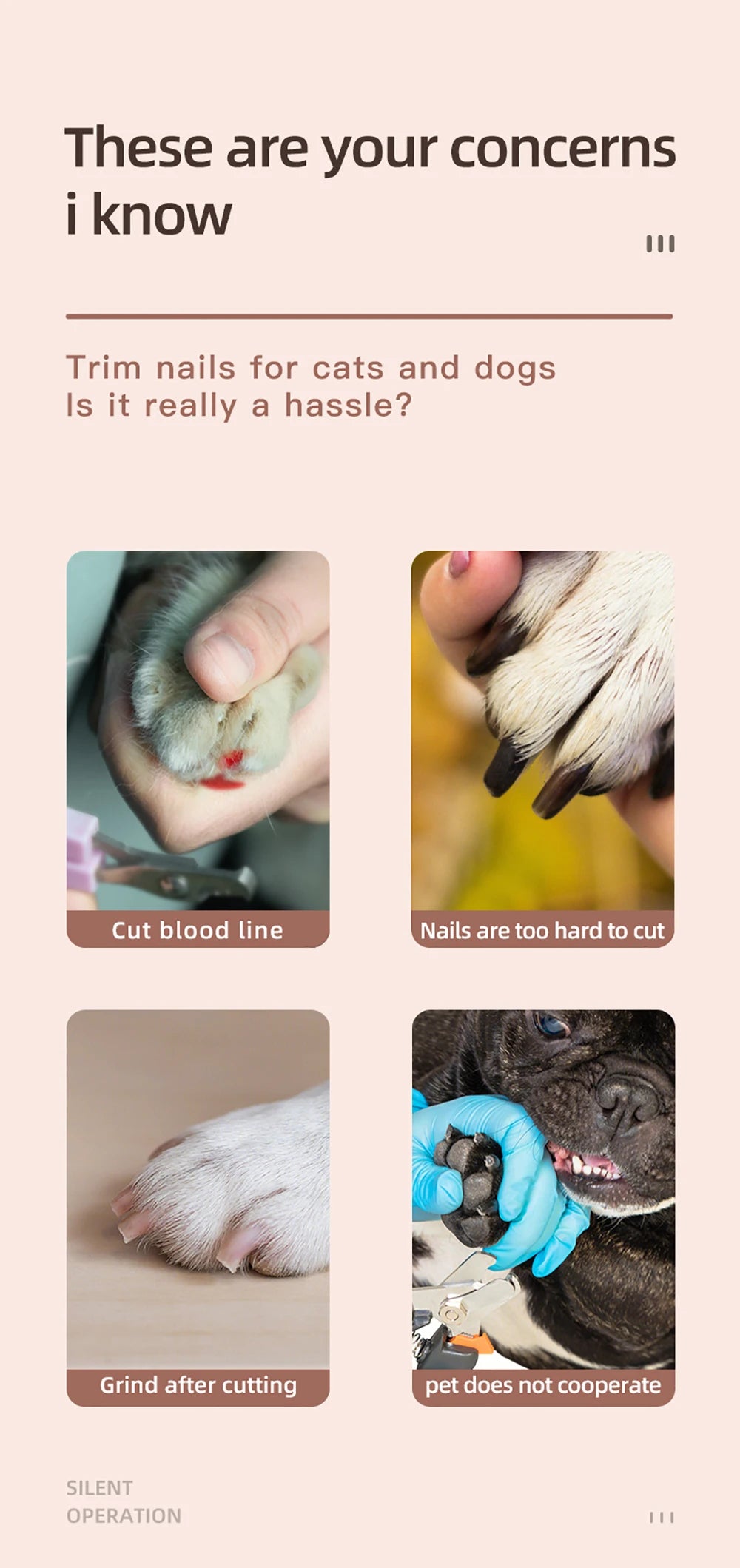 USB Rechargeable Dog Nail Grinder with LED Light