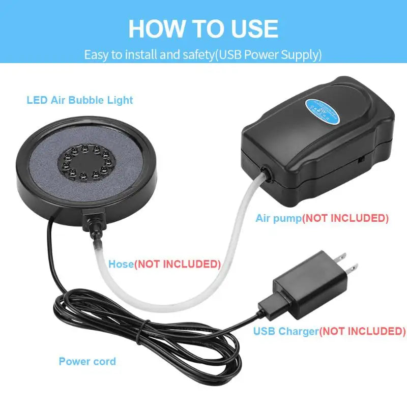 USB LED Aquarium Air Stone Diffuser – Air Pump Required
