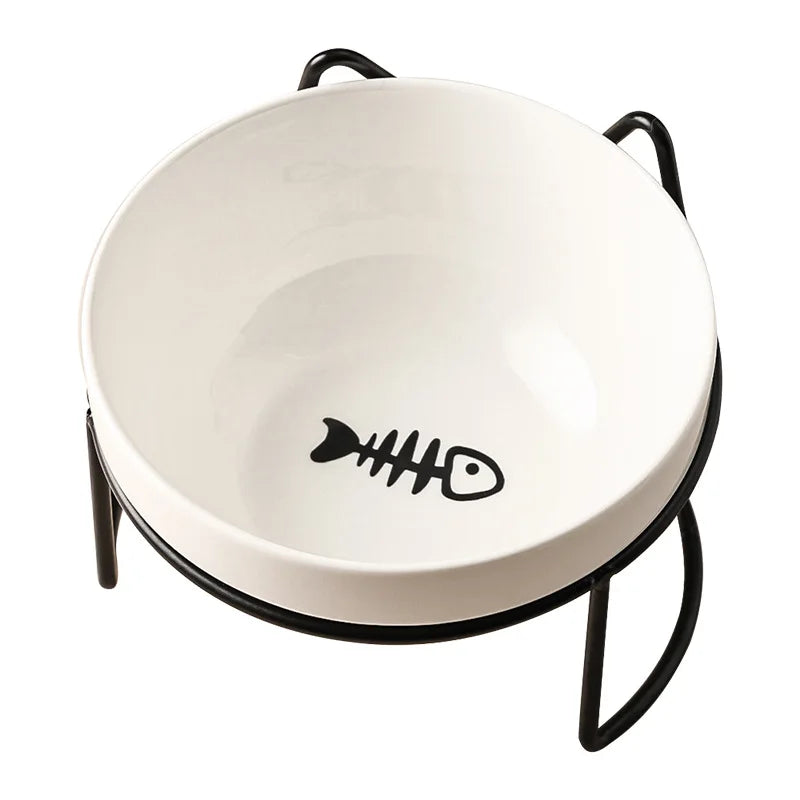 Ceramic Cat Bowl Cat Food Bowl Dog Bowl Drinking Water Bowl Food Bowl Cervical  Protection Pet Supplies Ceramic Double  Cat Bowl