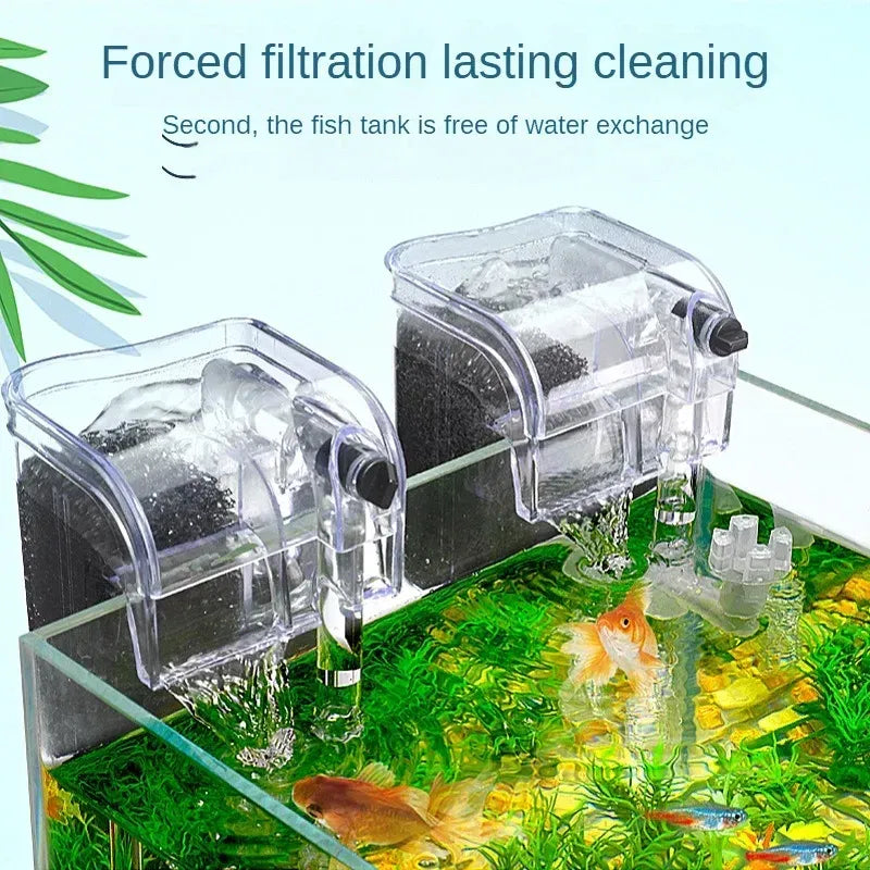 Color: Green, Size: S - Fish tank filter Waterfall filter Cleaning aerobic pump Aquarium wall mounted silent external hanging