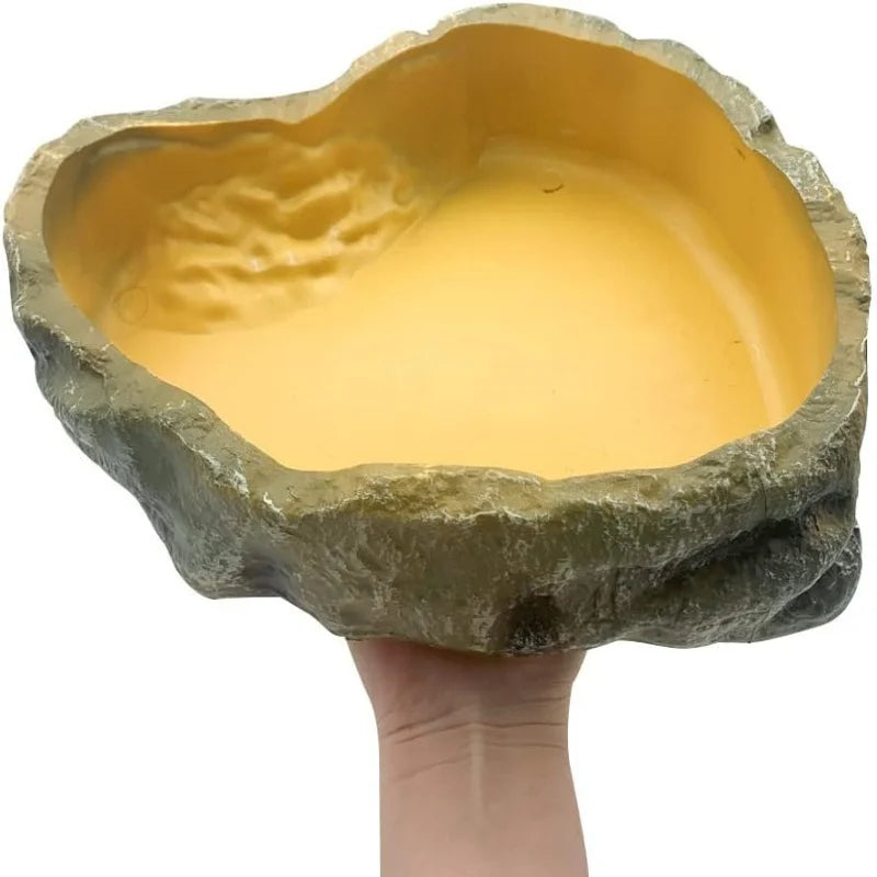 Rock-Style Resin Food & Water Bowl for Reptiles