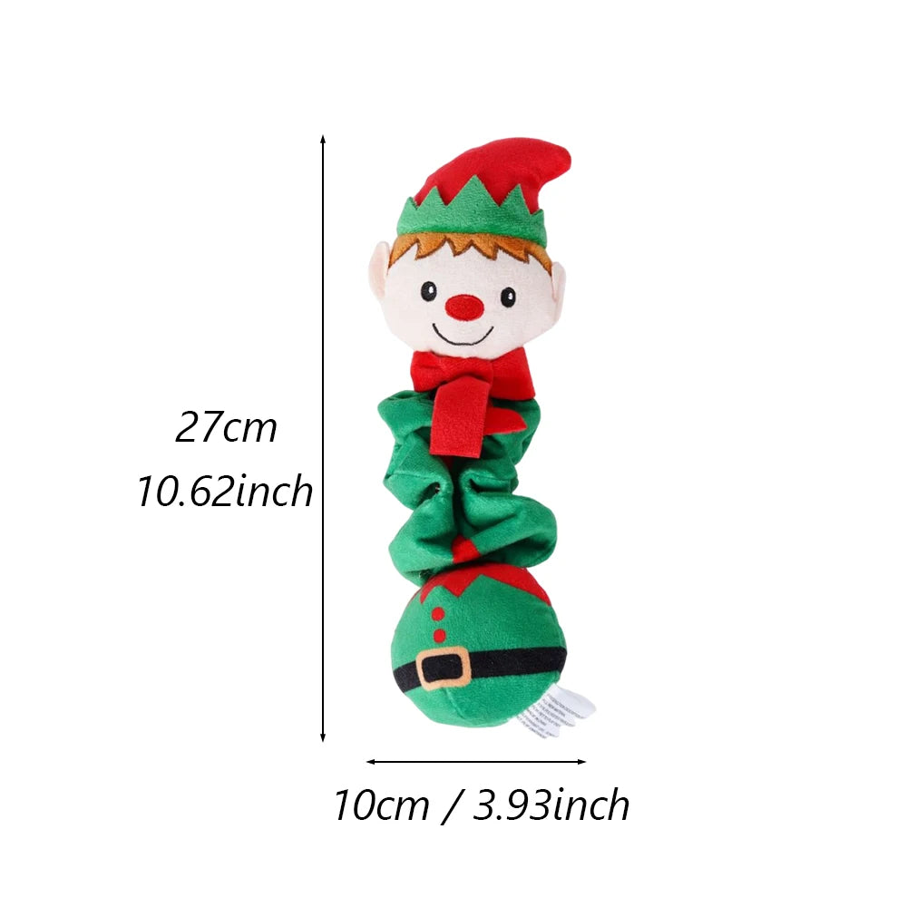 Christmas Plush Squeaky Dog Toy – Santa, Elf, Elk & Snowman