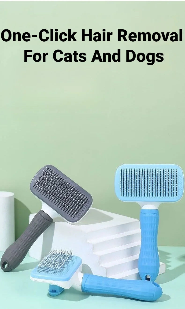 Self-Cleaning Slicker Brush for Dogs & Cats – Gray