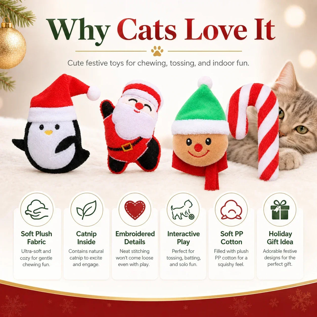 Christmas Catnip Plush Cat Toys – 2-Pack