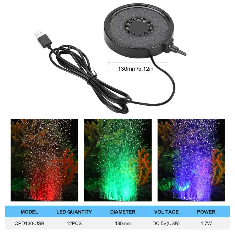 USB LED Aquarium Air Stone Diffuser – Air Pump Required