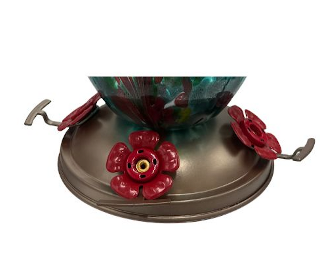 Fire Ocean Olive Hand Blown Glass Hummingbird Feeder OL03E