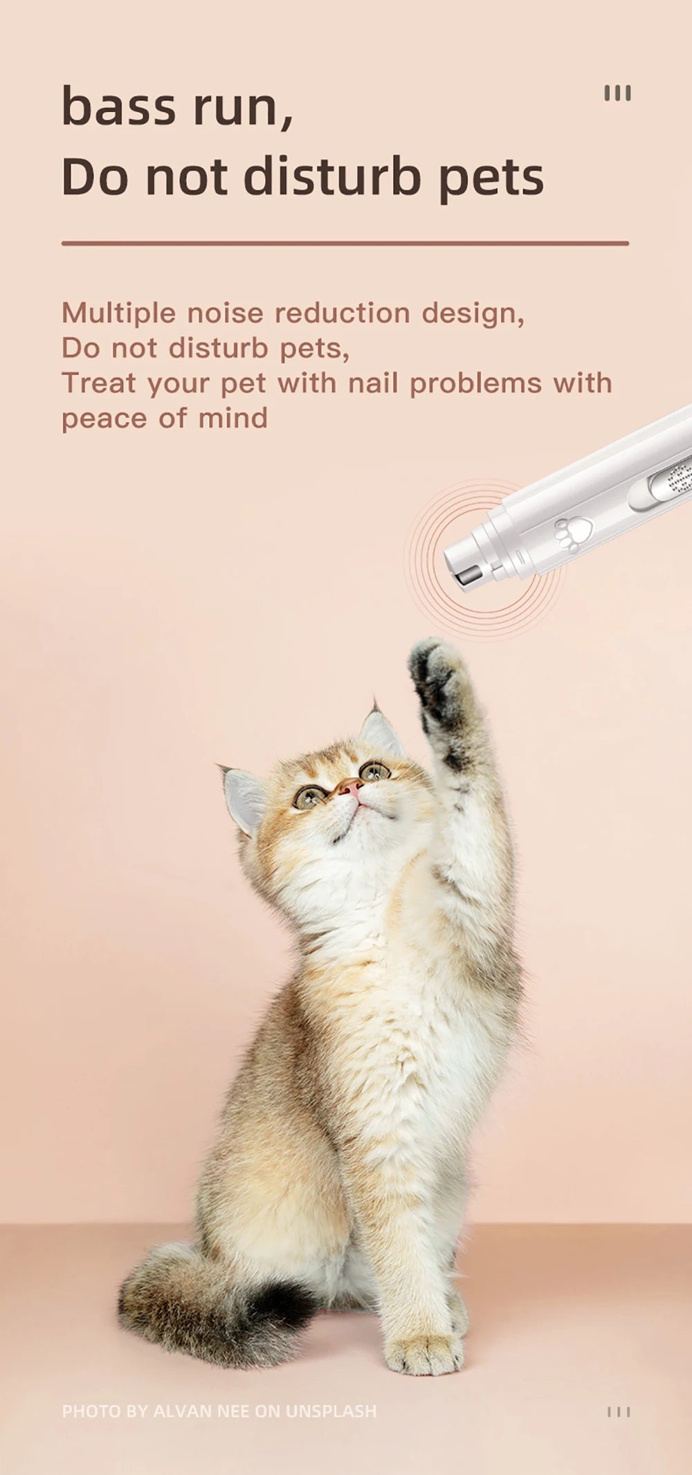 USB Rechargeable Dog Nail Grinder with LED Light