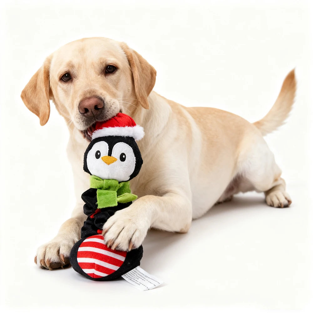 Christmas Plush Squeaky Dog Toy – Santa, Elf, Elk & Snowman