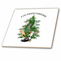 3dRose EvaLorentzenArt - Christmas - Christmas Tree with Kittens - Tiles (ct_356137)
