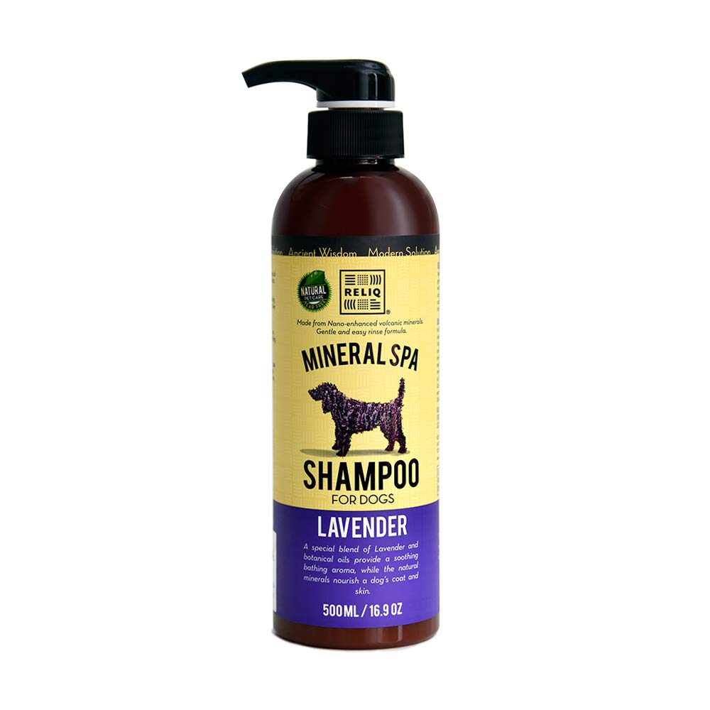 RELIQ Natural Mineral SPA Shampoo Lavender for Dog/Puppy. No soap no Oatmeal Formula. Tear Free and Long Lasting Odor Control. Super Soft and Shiny Coat After wash.