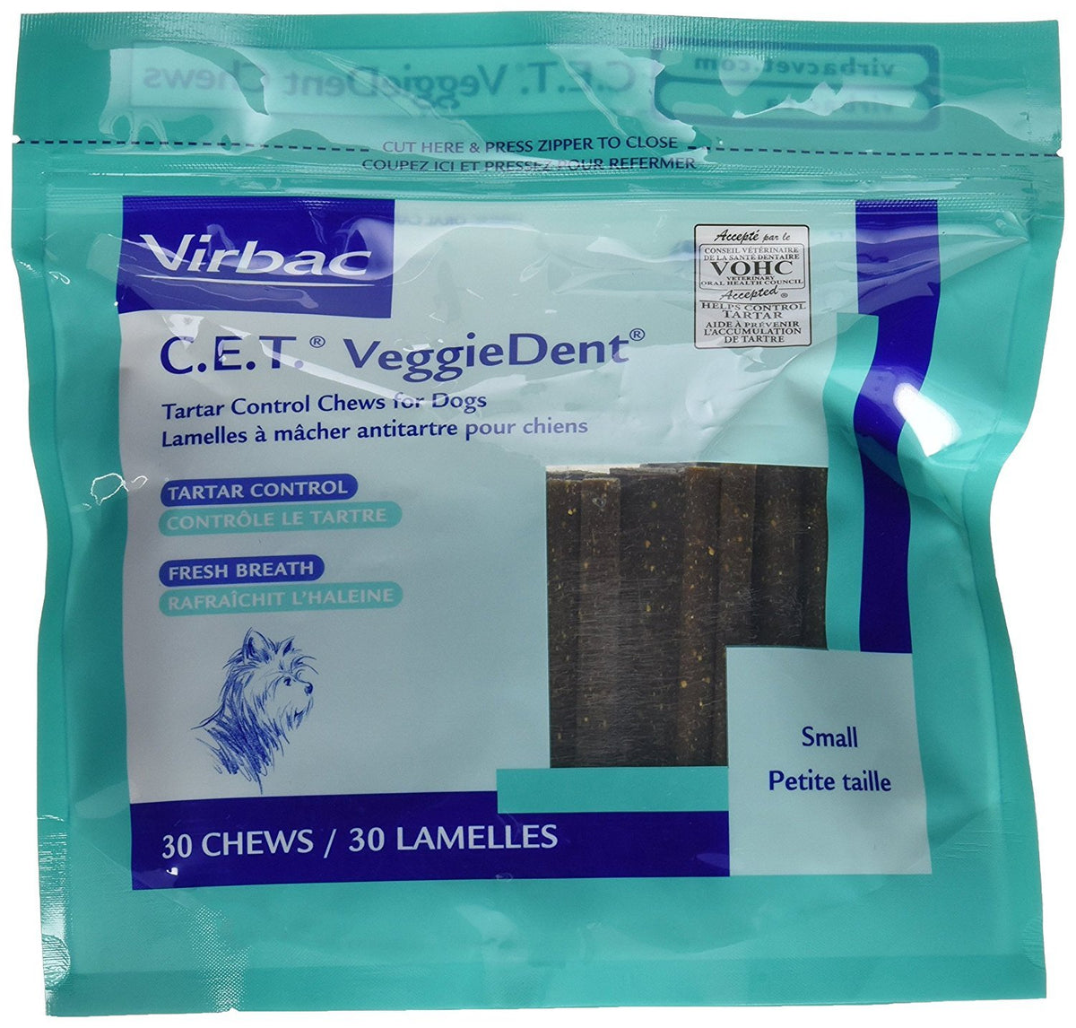 Virbac C.E.T. Veggiedent Dental Chews Small 30Count