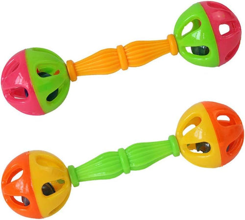 2 Pcs Bird Parrot Toy Rattle Birds Fun Exercise Plastic Double-Headed Bell Pet Toys Small and Medium Birds Foraging Foot Toy