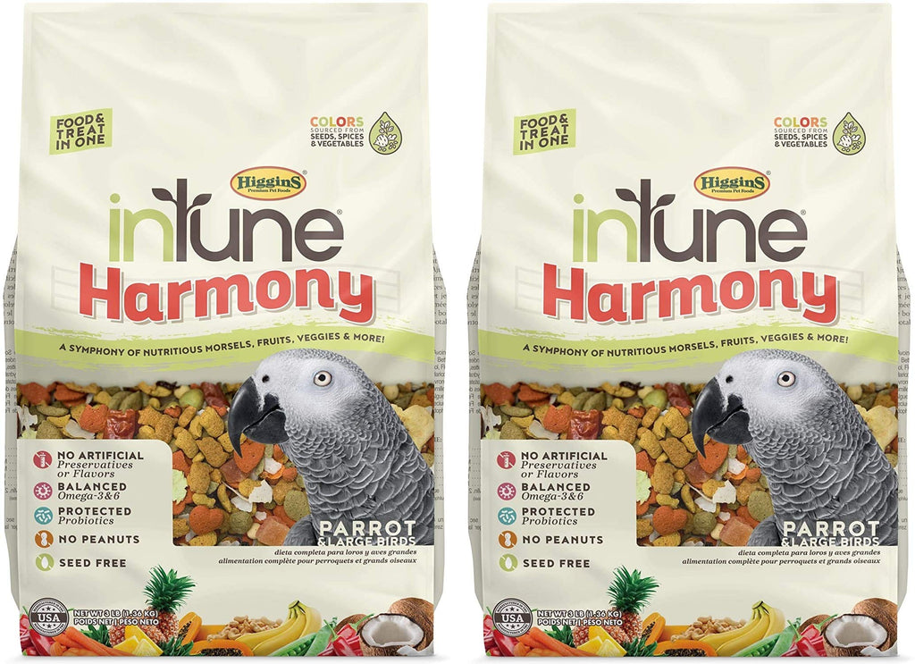 Higgins 2 Pack of Intune Harmony Food for Parrots and Large Birds 3 Pounds Each