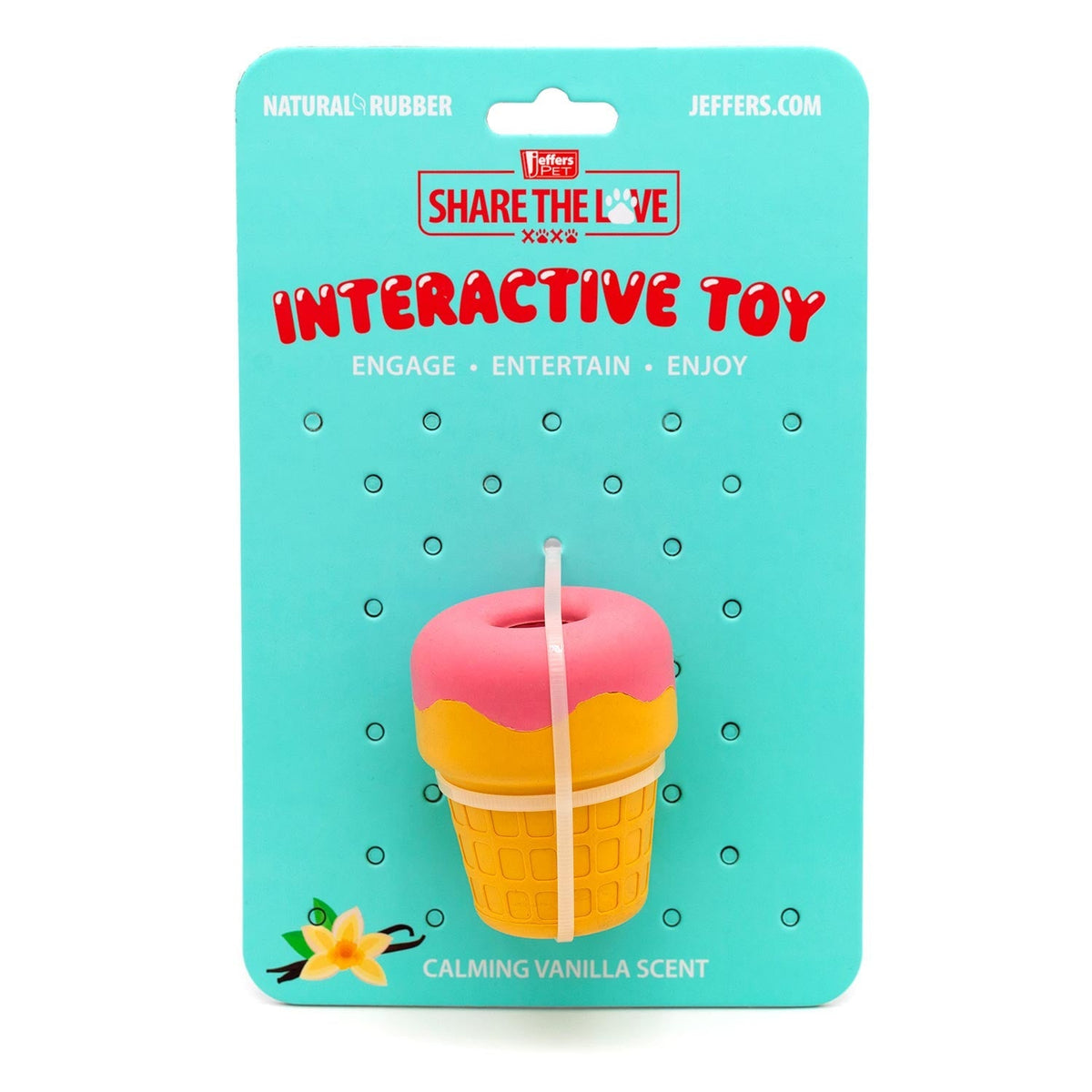 Jeffers Ice Cream Cone Natural Rubber Stuffable Treat Dispensing Dental Dog Chew Toy