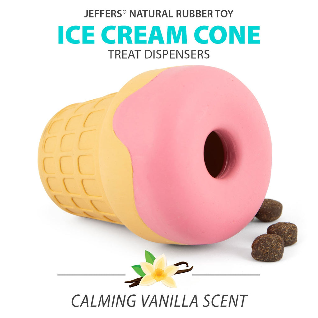 Jeffers Ice Cream Cone Natural Rubber Stuffable Treat Dispensing Dental Dog Chew Toy